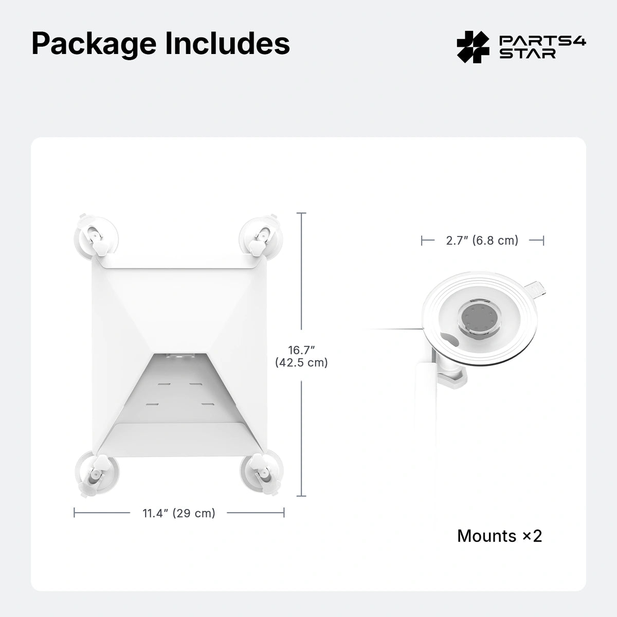 Starlink Mini Forstærket Metal Sugekop Montering – Bredere Ramme, 4-Sugekop Design, 50 lb Stærkt Greb