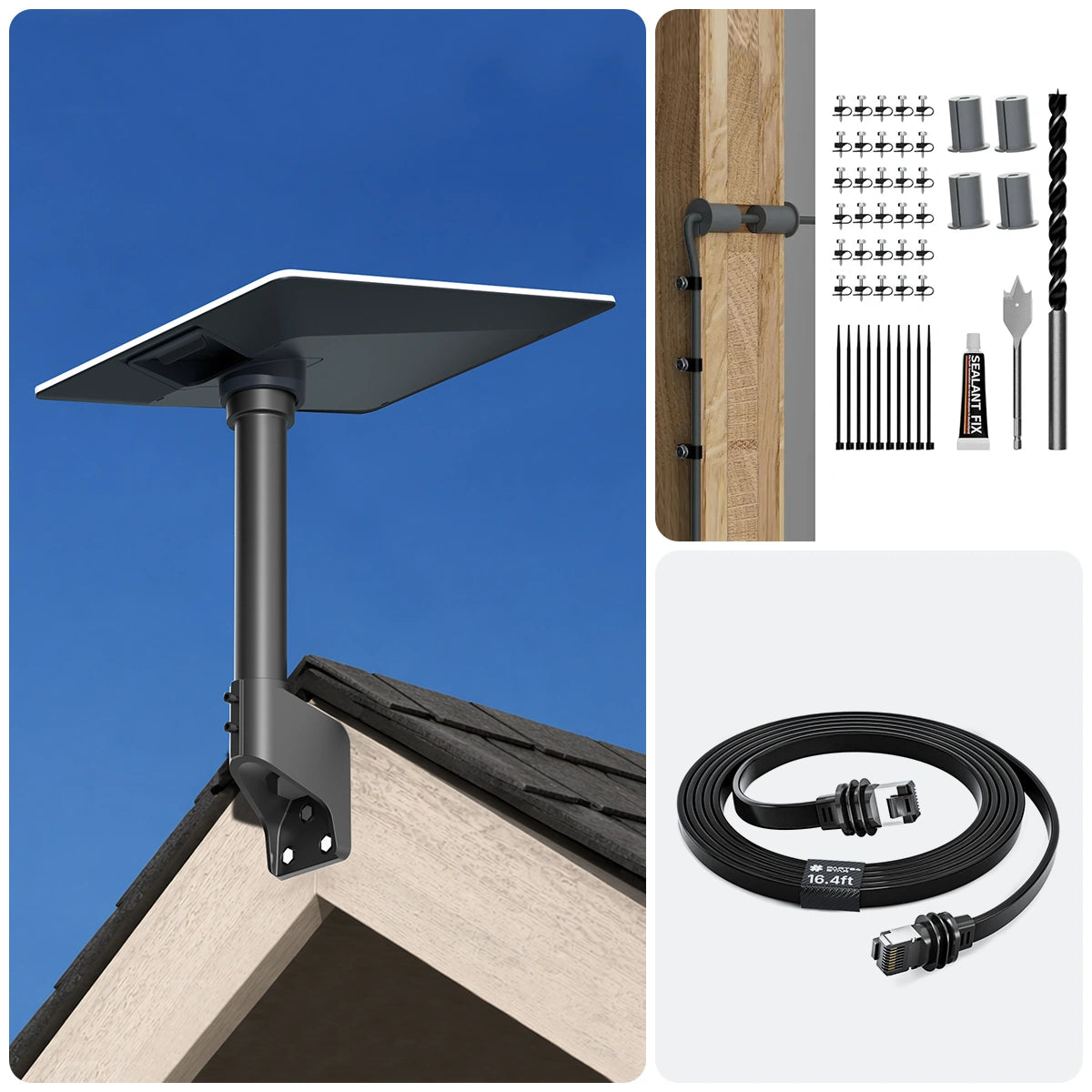 Starlink V5 Wall & Roof Mount Kit – Full Install Bundle with Cable & Router Mount