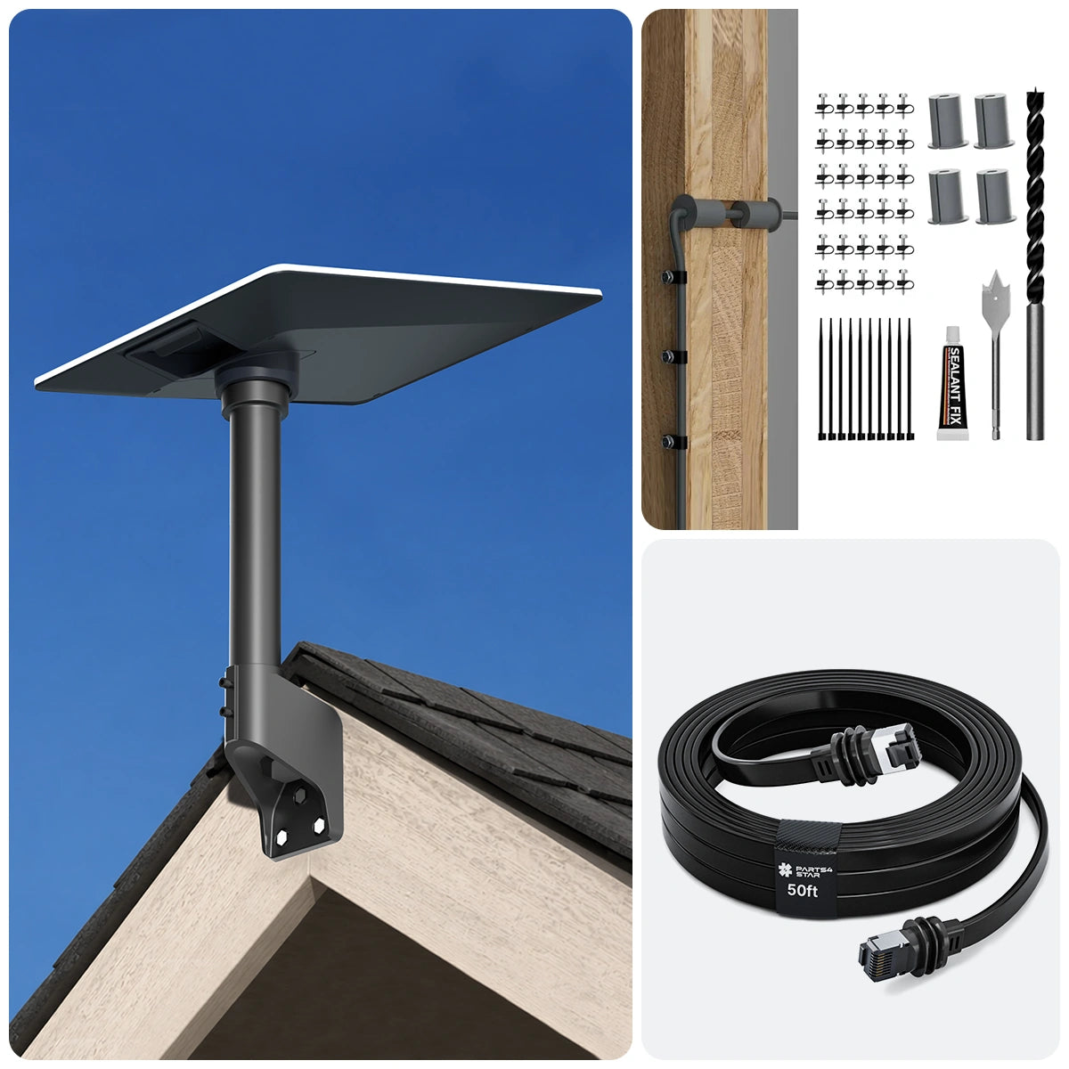 Starlink V5 Wall & Roof Mount Kit – Full Install Bundle with Cable & Router Mount