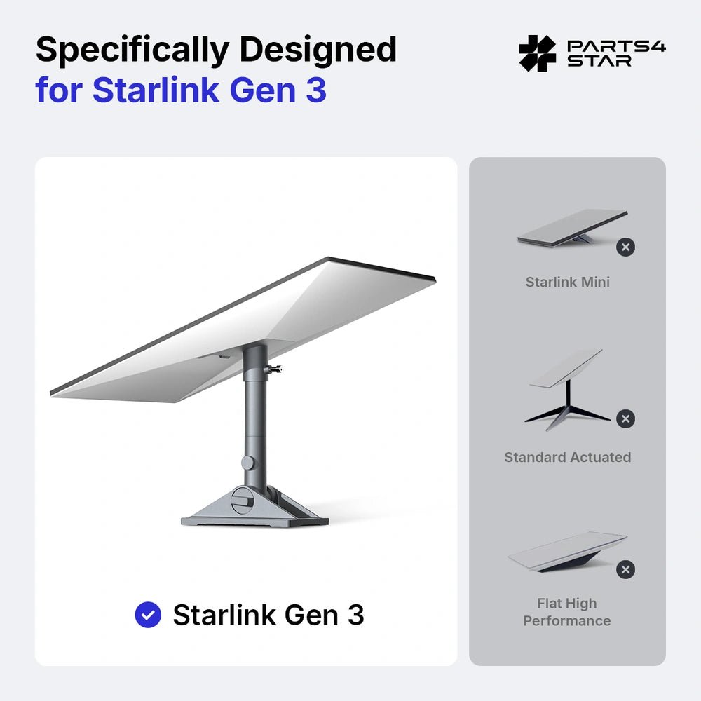 Starlink Gen 3 Roof Pivot Mount - 90° Tilt for Standard 4/4X - Parts4Star