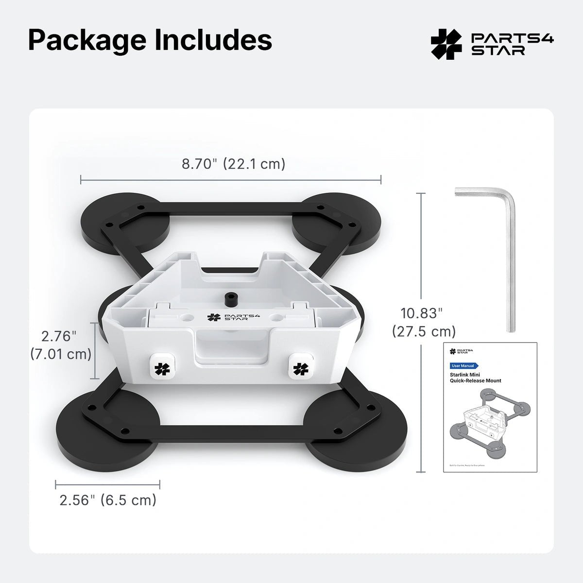 Starlink Mini Secure-Lock Quick-Release Magnetic Mount with 6 Magnetic Feet, 304 lb Strong Magnetic Force, Heavy-Duty Base - Parts4Star