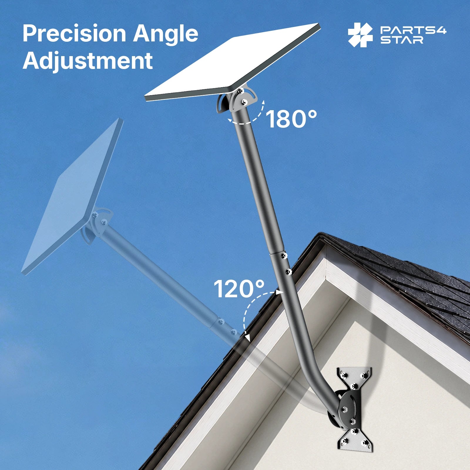 Starlink Mini Kit di montaggio a parete e tetto - Asta di prolunga regolabile da 76 cm (30 pollici)