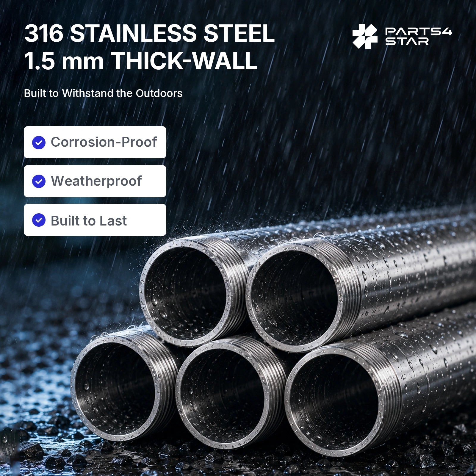Starlink V5 No-Dig Ground Anchor Kit (6.6FT) - 316 Stainless Steel