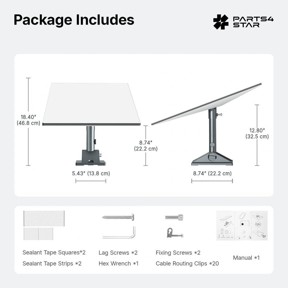 Starlink Gen 3 Roof Pivot Mount - 90° Tilt for Standard 4/4X - Parts4Star
