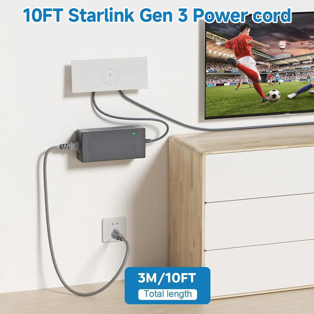 195W Replacement AC Power Adapter (57V 3.42A) for Starlink Gen 3