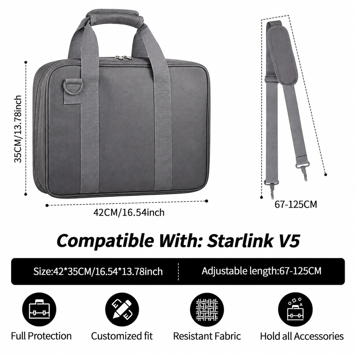 Starlink V5 Compact Carrying Case – Portable Protective Travel Storage Bag for Dish & Accessories - Parts4Star