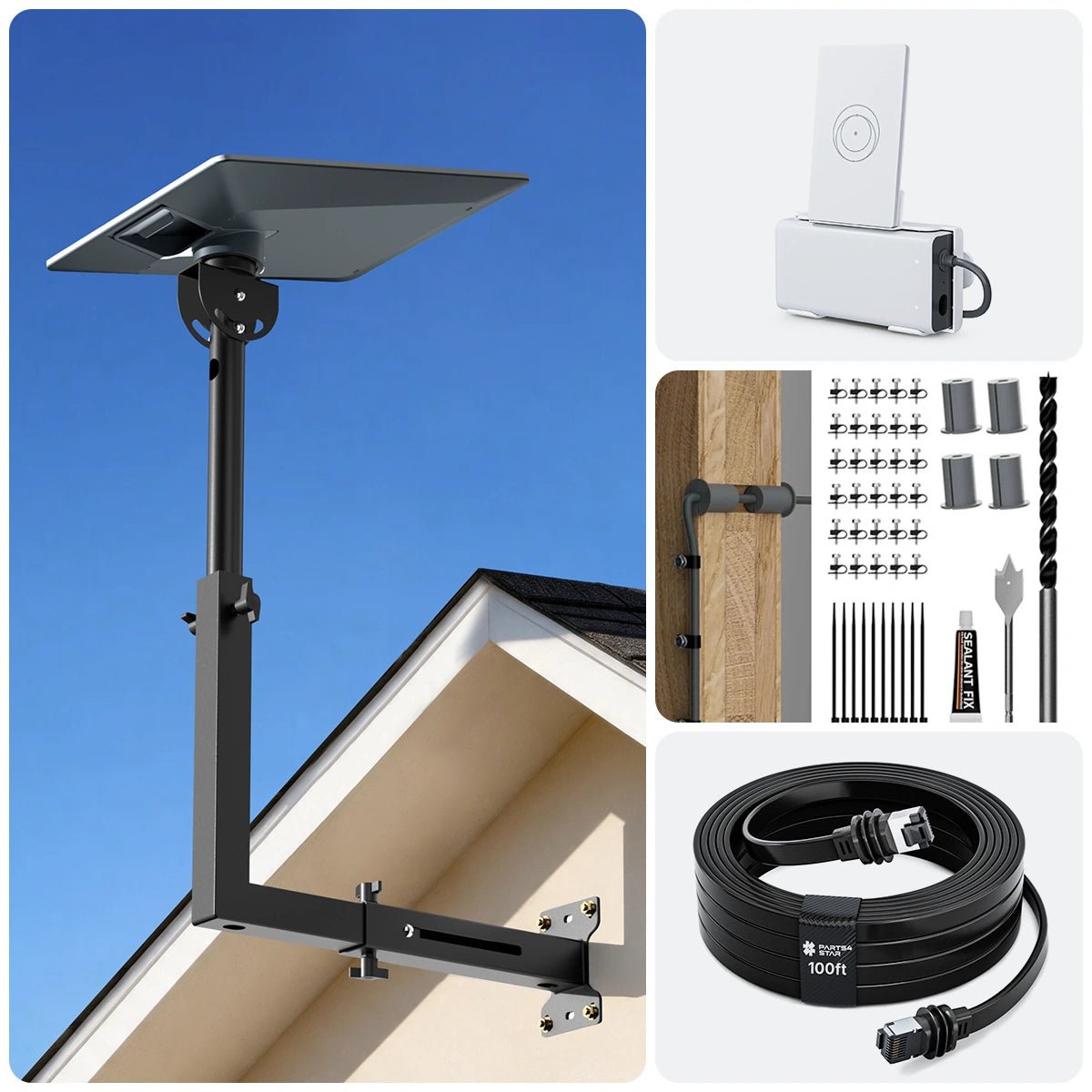 Starlink V5 Adjustable Wall & Roof Mount Kit – Complete Installation Bundle - Parts4Star