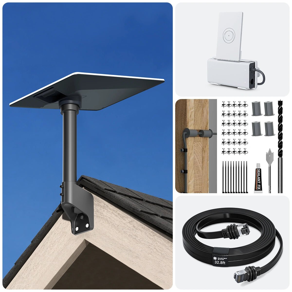 Starlink V5 Wall & Roof Mount Kit – Full Install Bundle with Cable & Router Mount - Parts4Star