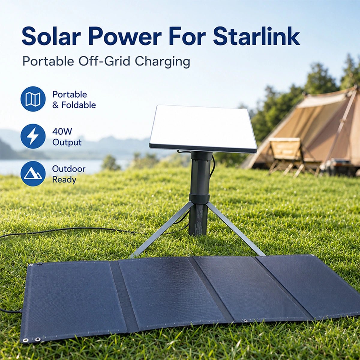 40W Foldable Solar Panel for Starlink Power Banks, USB-C & DC Output - Parts4Star