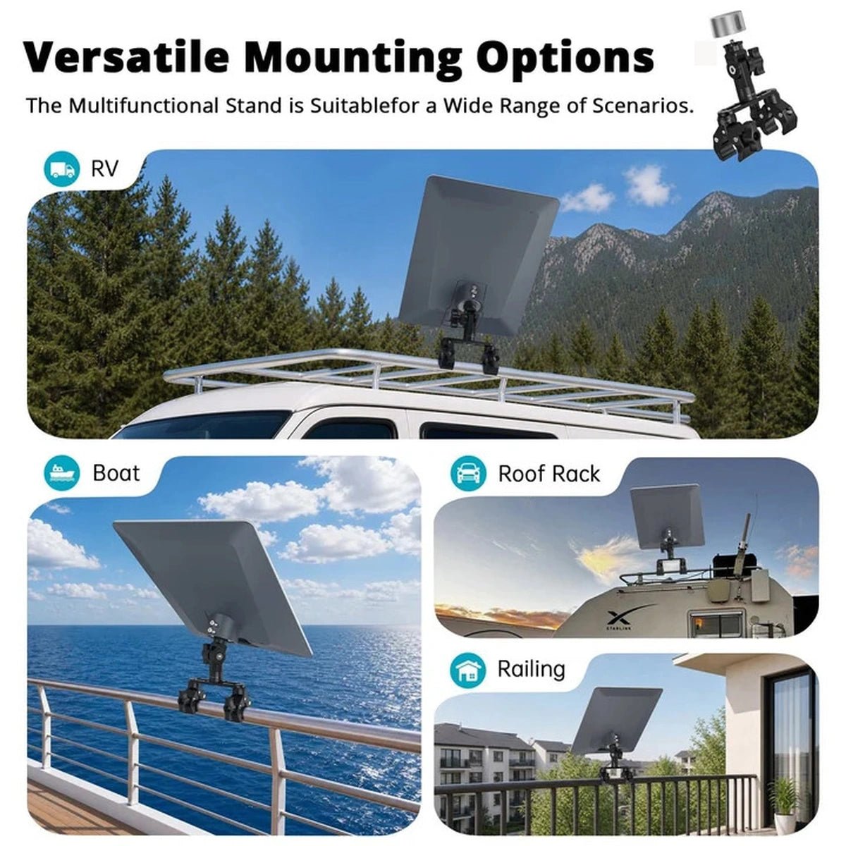 Starlink V5 Adjustable Dual-Clamp Mount Kit with 270° Rotation - Parts4Star