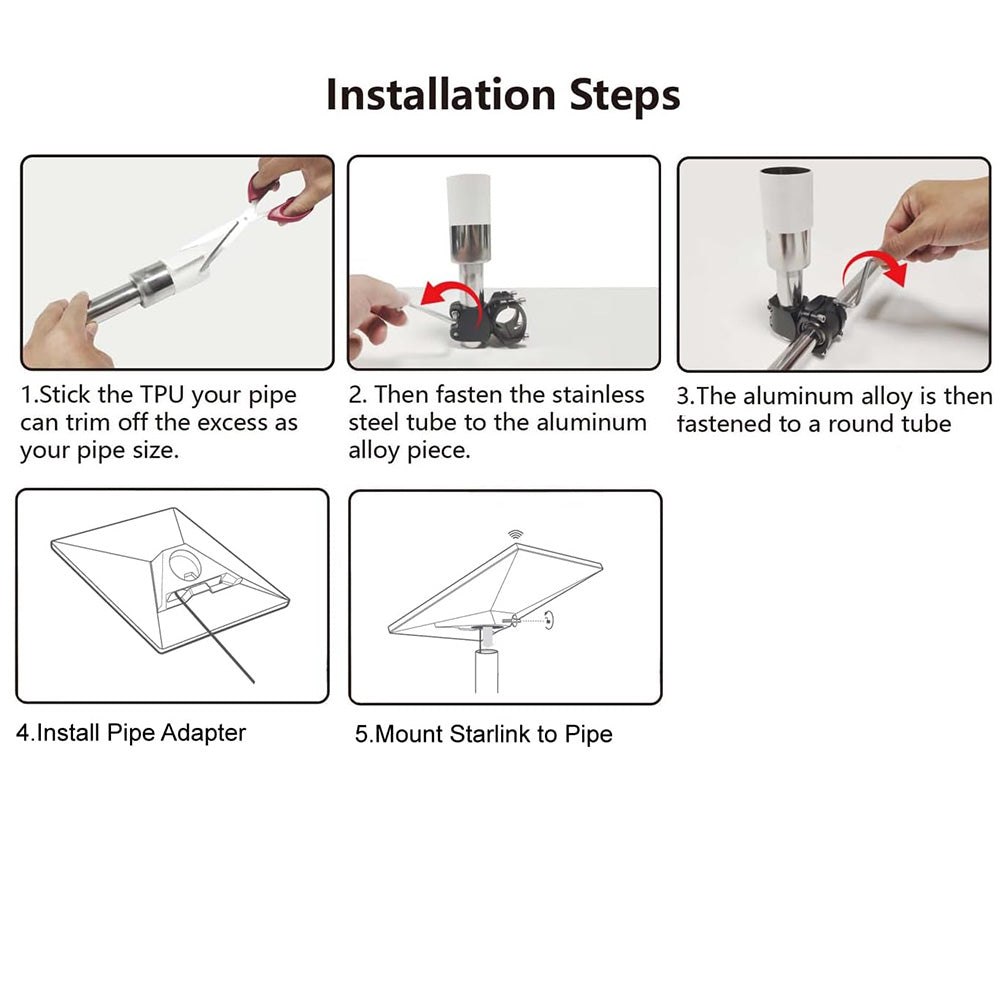 Round Tube Roof Rack Mount for Starlink Mini – Fits All Cars