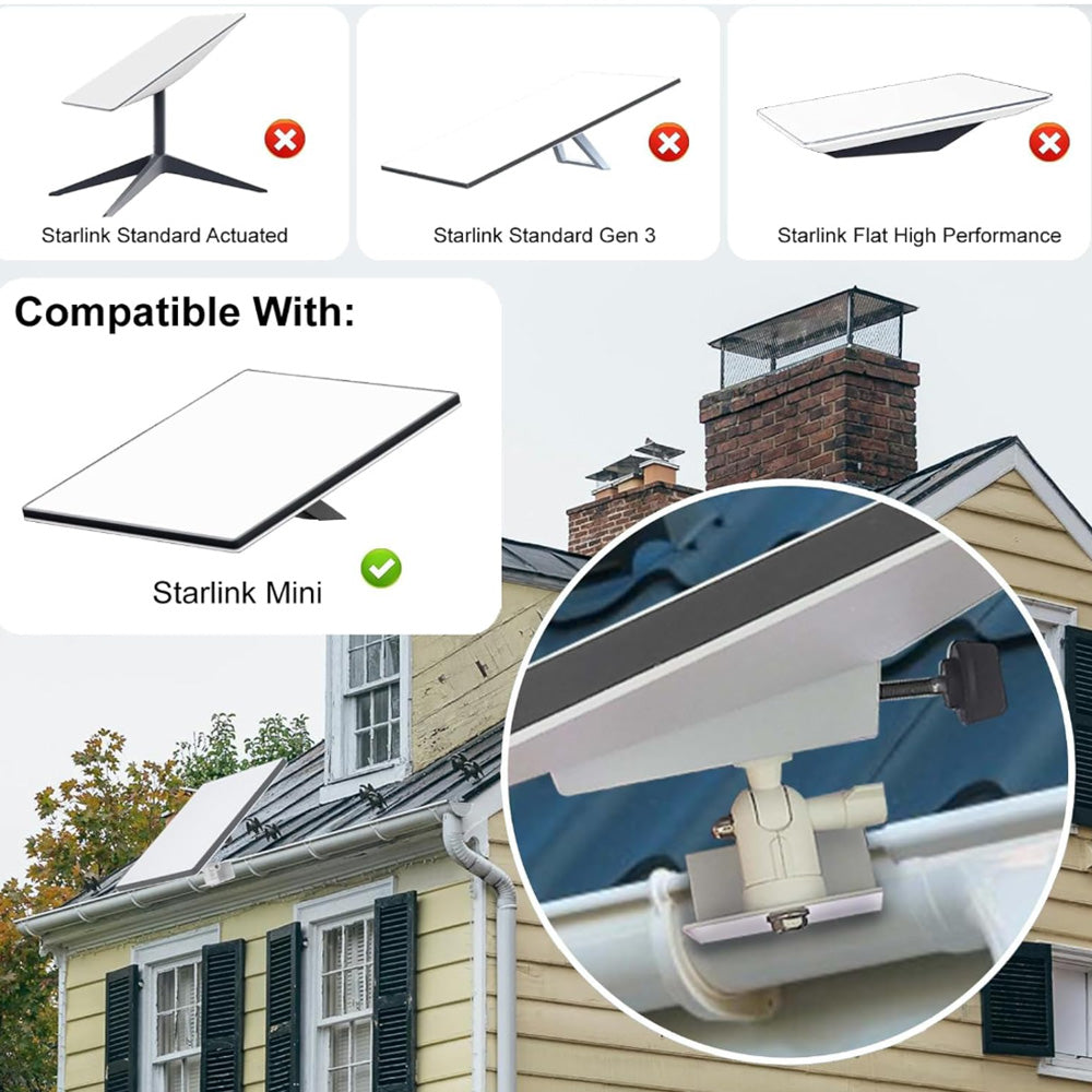 Adjustable Gutter Mount with Screw Adapter for Starlink Mini