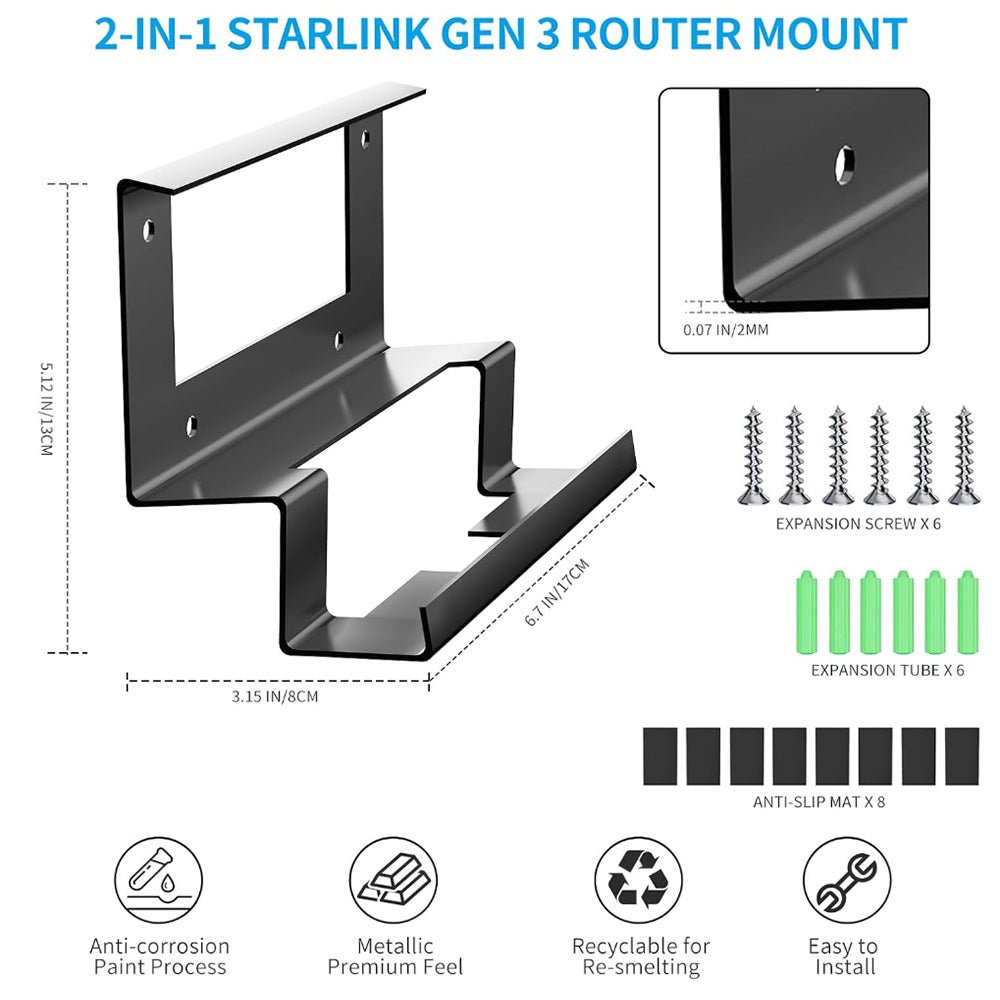 Starlink Gen 3 Router & Power Supply Mount Kit - All - in - One Metal Design, Metal for Standard 4 / 4X - Parts4Star
