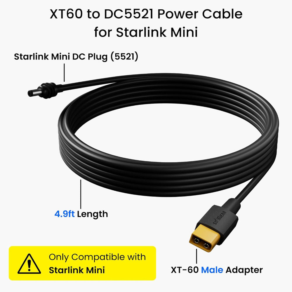 STARGEAR XT60 to DC Power Cable for Starlink Mini (1.5M / 4.9FT)