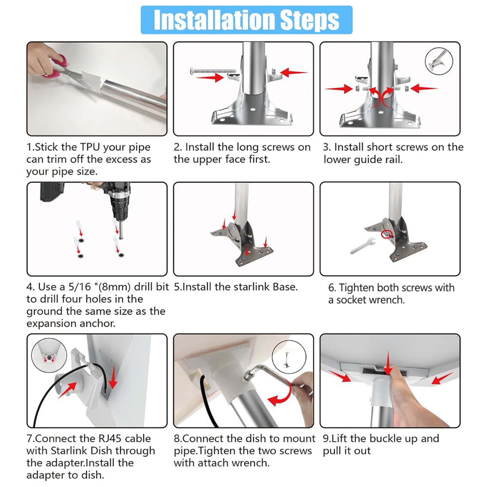 Starlink Gen 3 Straight Pipe Roof Mount Kit for Standard 4 / 4X