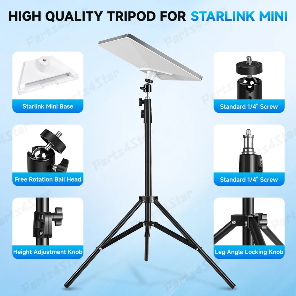 Adjustable Tripod Mount with 1/4″ - 20 Threaded Bracket for Starlink Mini - Parts4Star