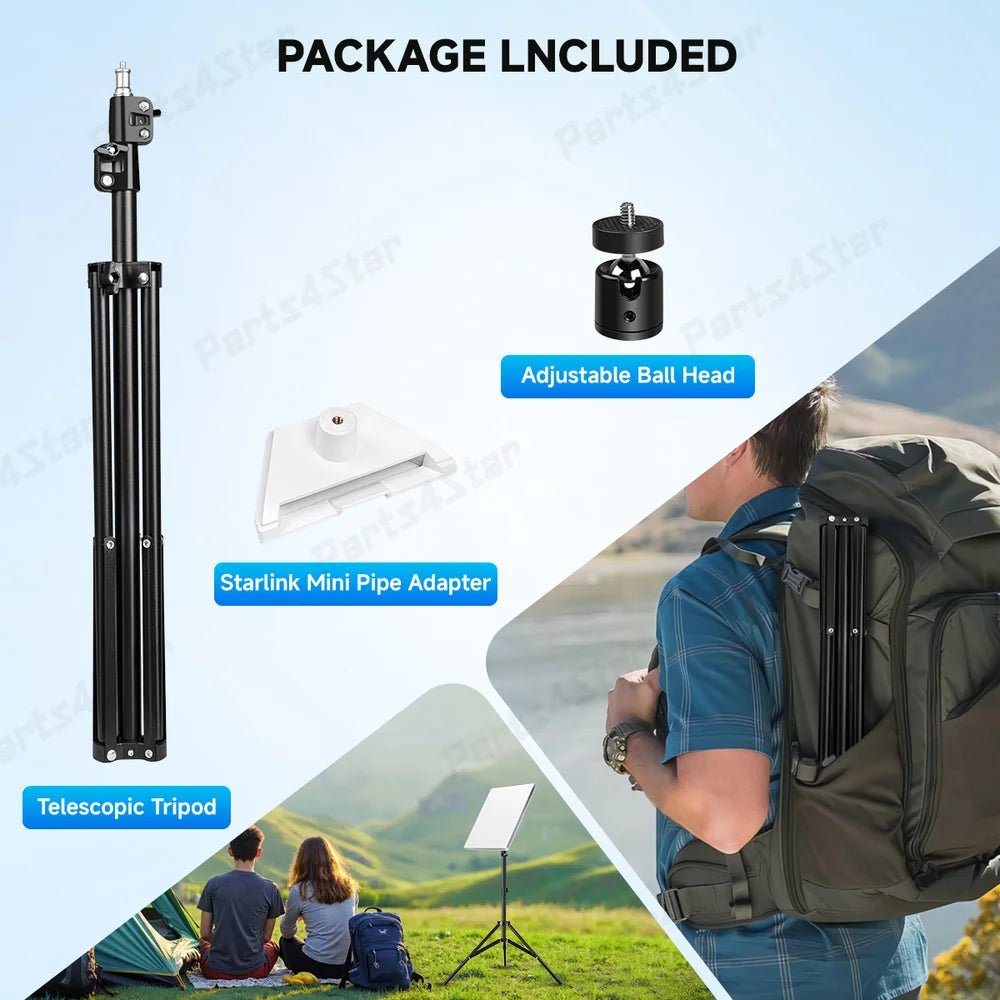 Adjustable Tripod Mount with 1/4″ - 20 Threaded Bracket for Starlink Mini - Parts4Star