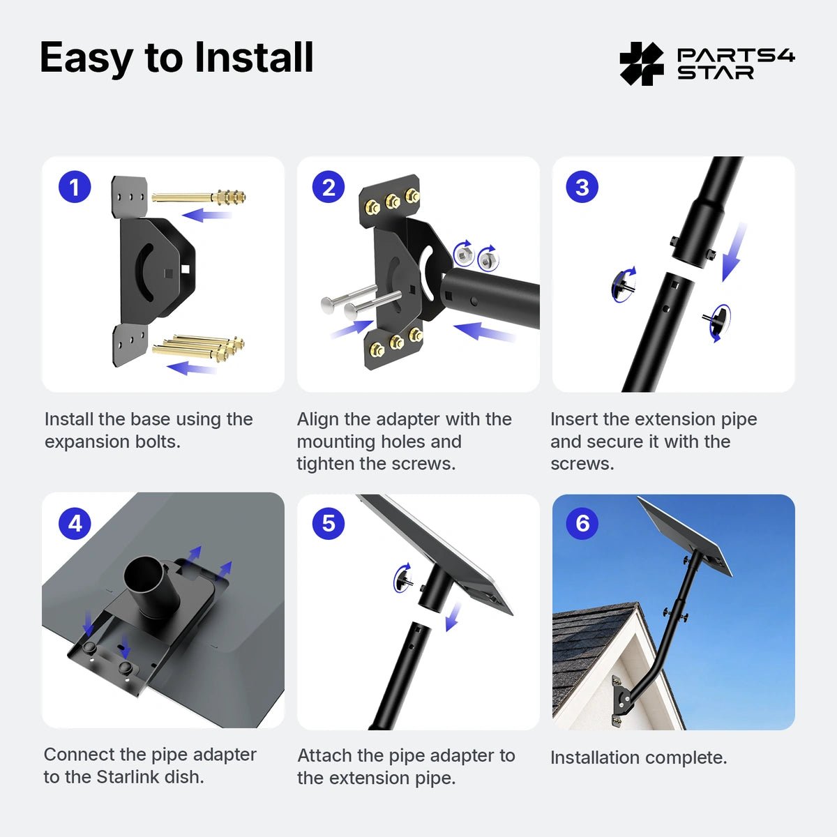 Starlink V5 Adjustable Wall Mount - 26" Pole - Parts4Star