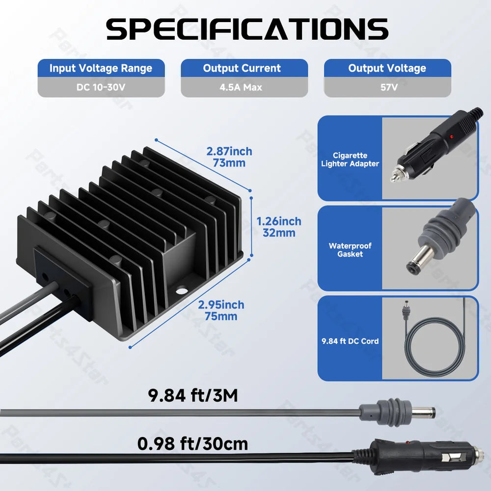 Car Charger 12V/24V to 57V Power Adapter with DC Plug for Starlink Gen 3