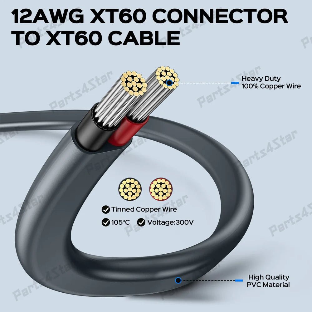 Starlink Gen 3 Performance XT60 12AWG Heavy - Duty Extension Cable - 10FT/3M - Parts4Star