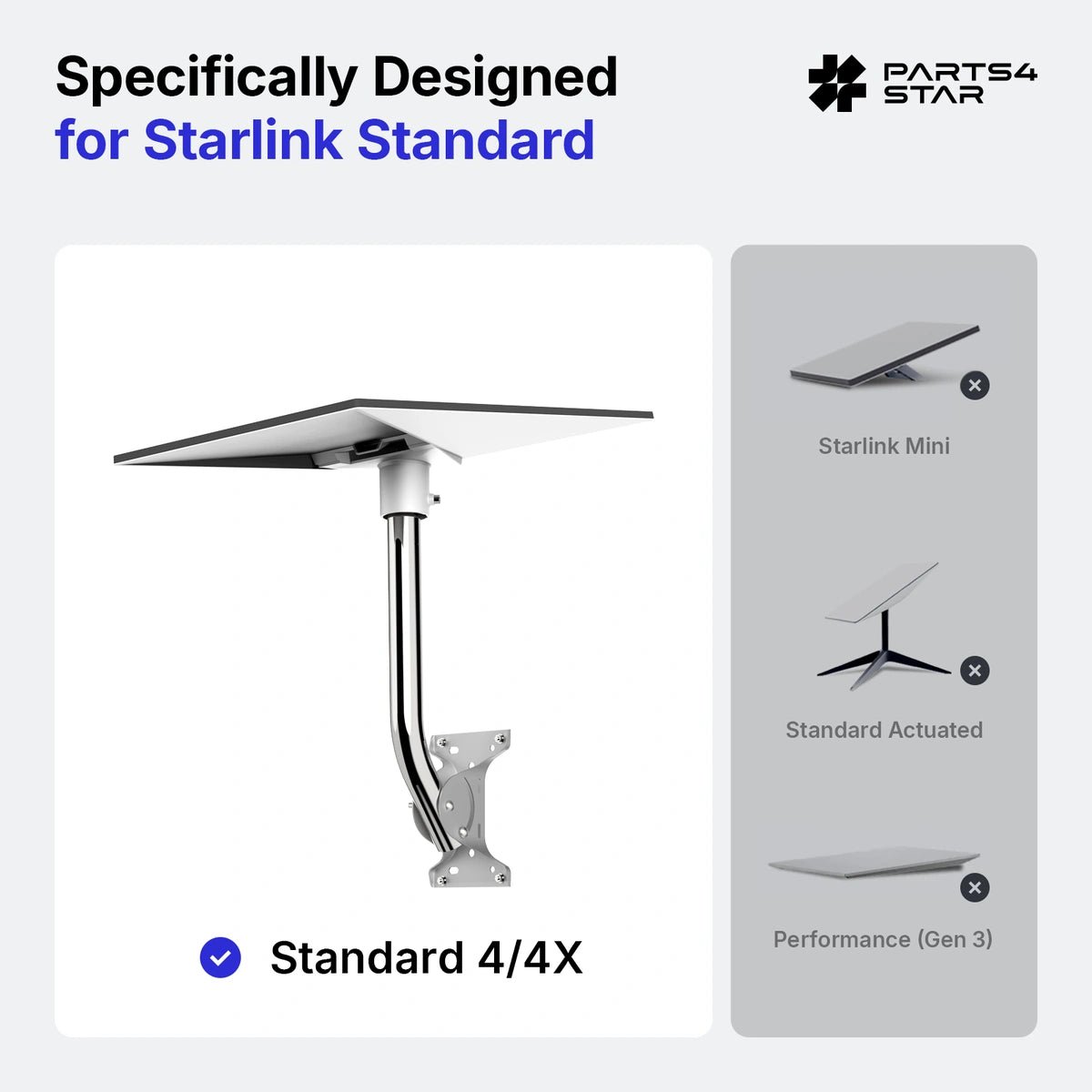 Starlink Gen 3 Adjustable Stainless Steel Mount Kit for Standard 4 / 4X - Parts4Star