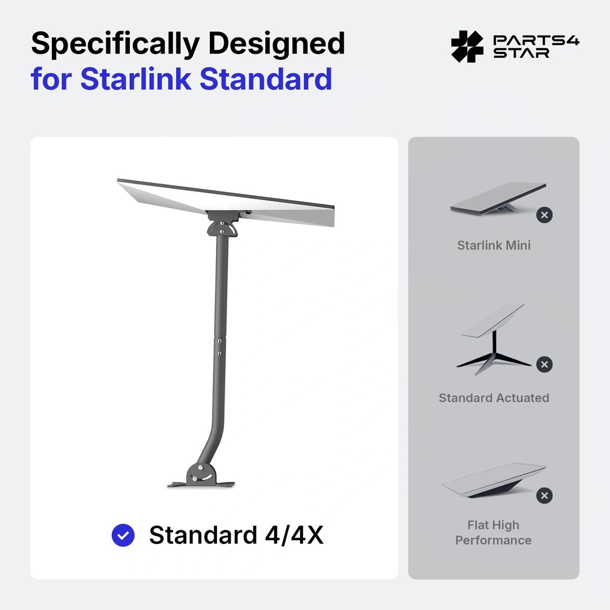 Starlink Standard 4 / 4X Wall & Roof Mount Kit - 30" Adjustable Mount for Gen 3/V3/V4 - Parts4Star