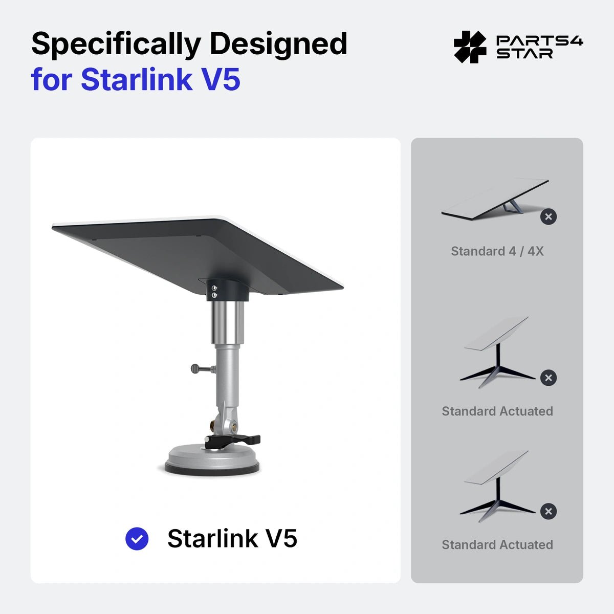 Starlink V5 Metal Suction Cup Mount with Adjustable Angle, for RV, Car Windows & Sunroof – Windproof - Parts4Star