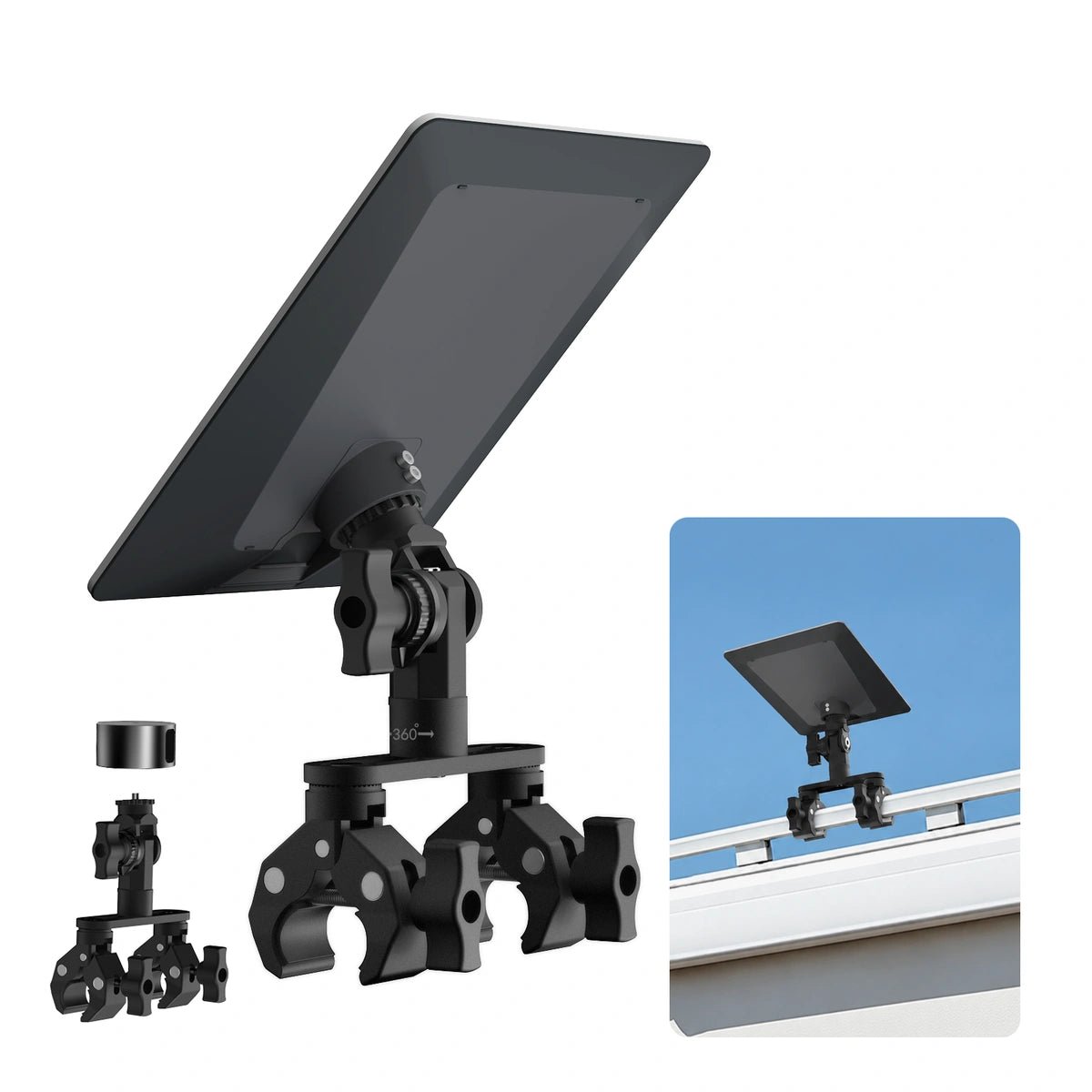Starlink V5 Adjustable Dual-Clamp Mount Kit – 360° Rotation, 270° Tilt & 0.98" Sliding Arm for RV Ladder & Tripod - Parts4Star