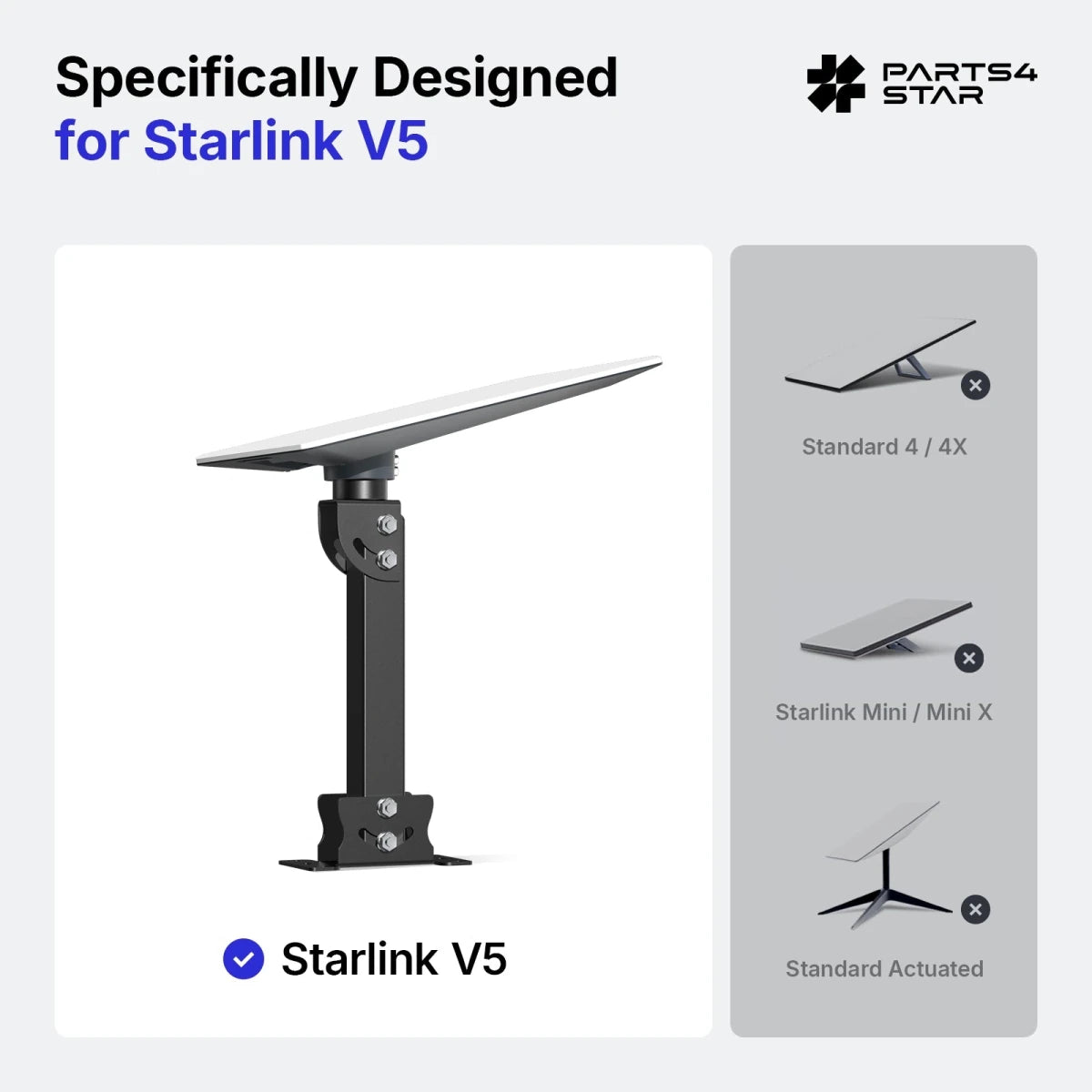 Starlink V5 Adjustable Roof Mount Kit - Reinforced Carbon Steel Square Tube - Parts4Star