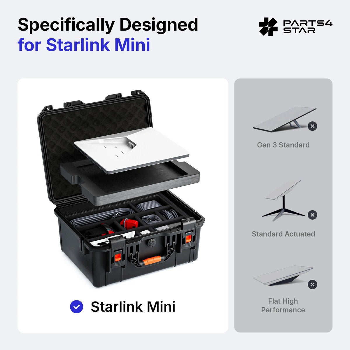 Starlink Mini Dual-Layer Hard Case, Adjustable Dividers - Parts4Star