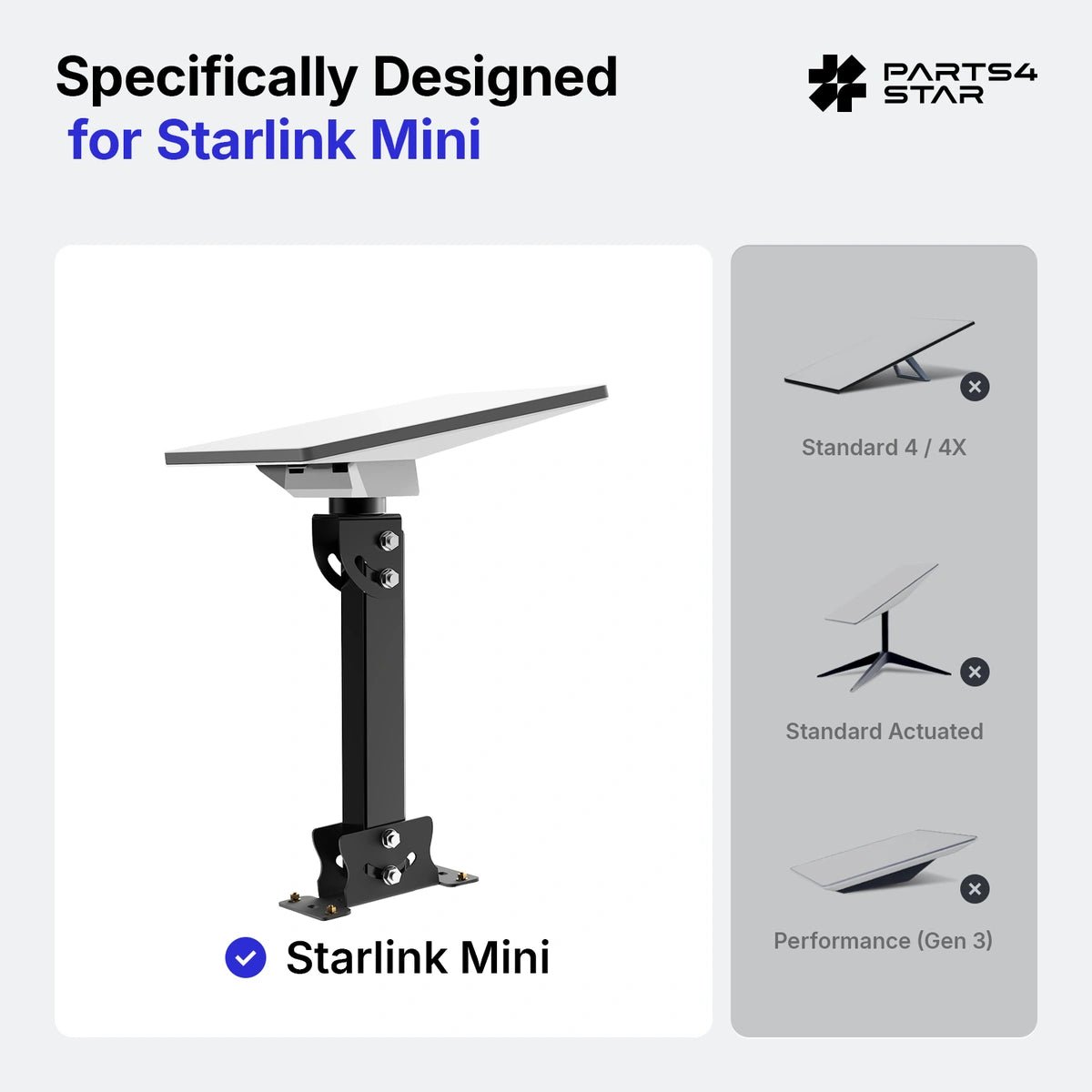 Starlink Mini Adjustable Roof Mount Kit - Reinforced Carbon Steel Square Tube - Parts4Star
