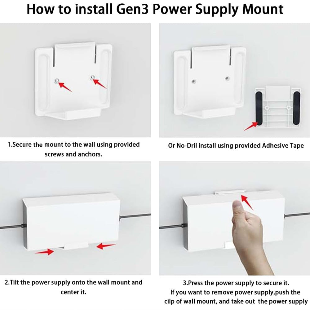 Starlink Gen 3 Router Power Supply Wall Mount Kit - No Drilling for Standard 4 / 4X - Parts4Star