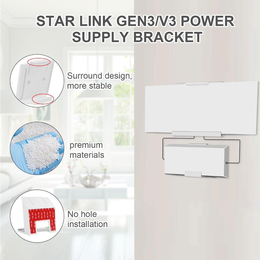 Starlink Gen 3 Router Power Supply Wall Mount Kit - No Drilling for Standard 4 / 4X - Parts4Star