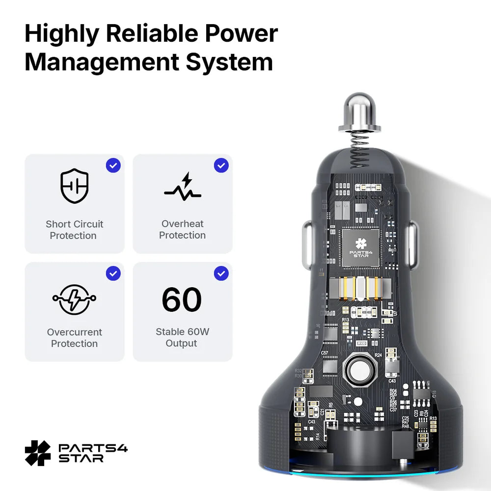 Starlink Mini Car Adapter12V/24V to 30V DC Step-Up Converter, 30W USB-C Car Charger with Blue Indicator Light, Starlink Mini Accessories