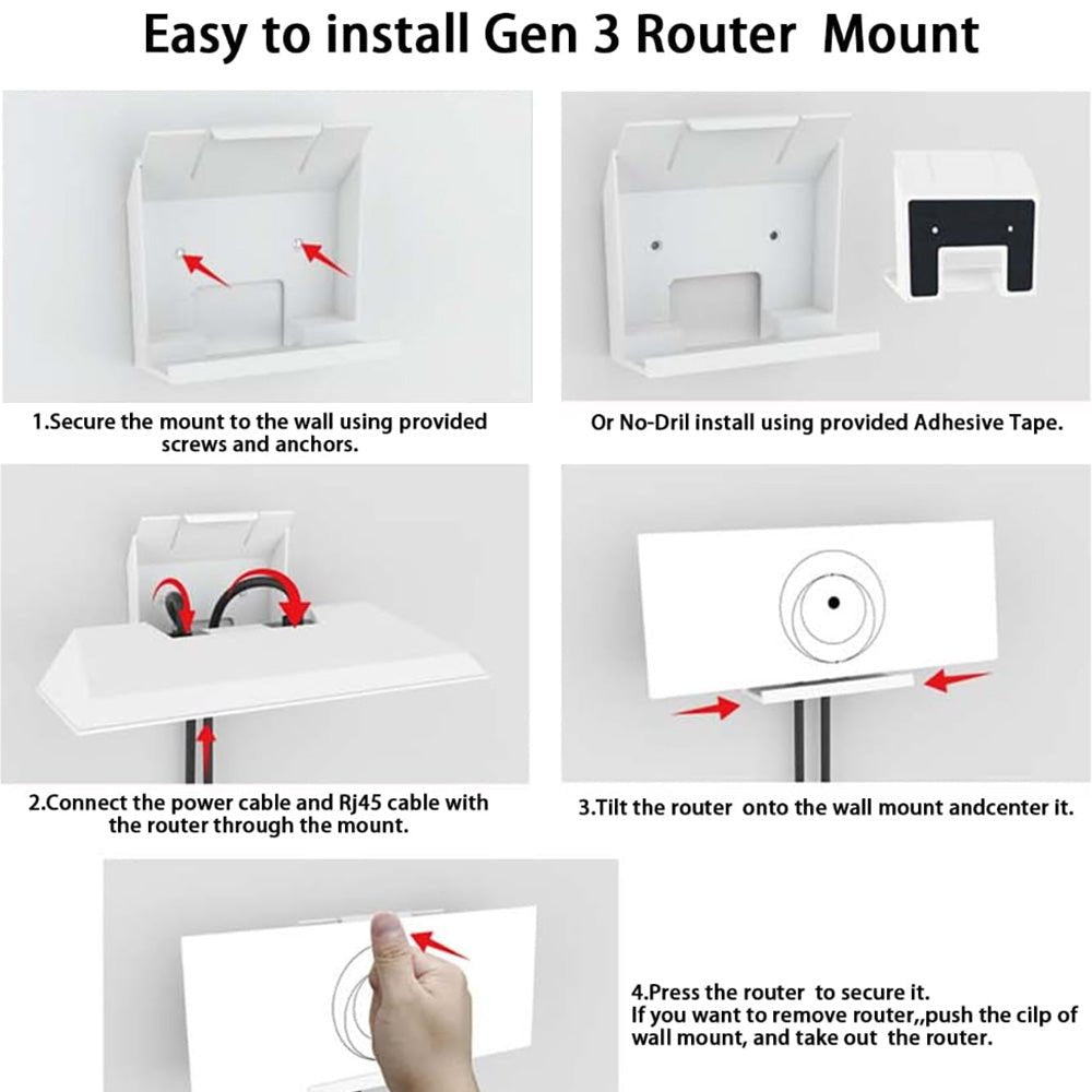 Starlink Gen 3 Router Power Supply Wall Mount Kit - No Drilling for Standard 4 / 4X - Parts4Star