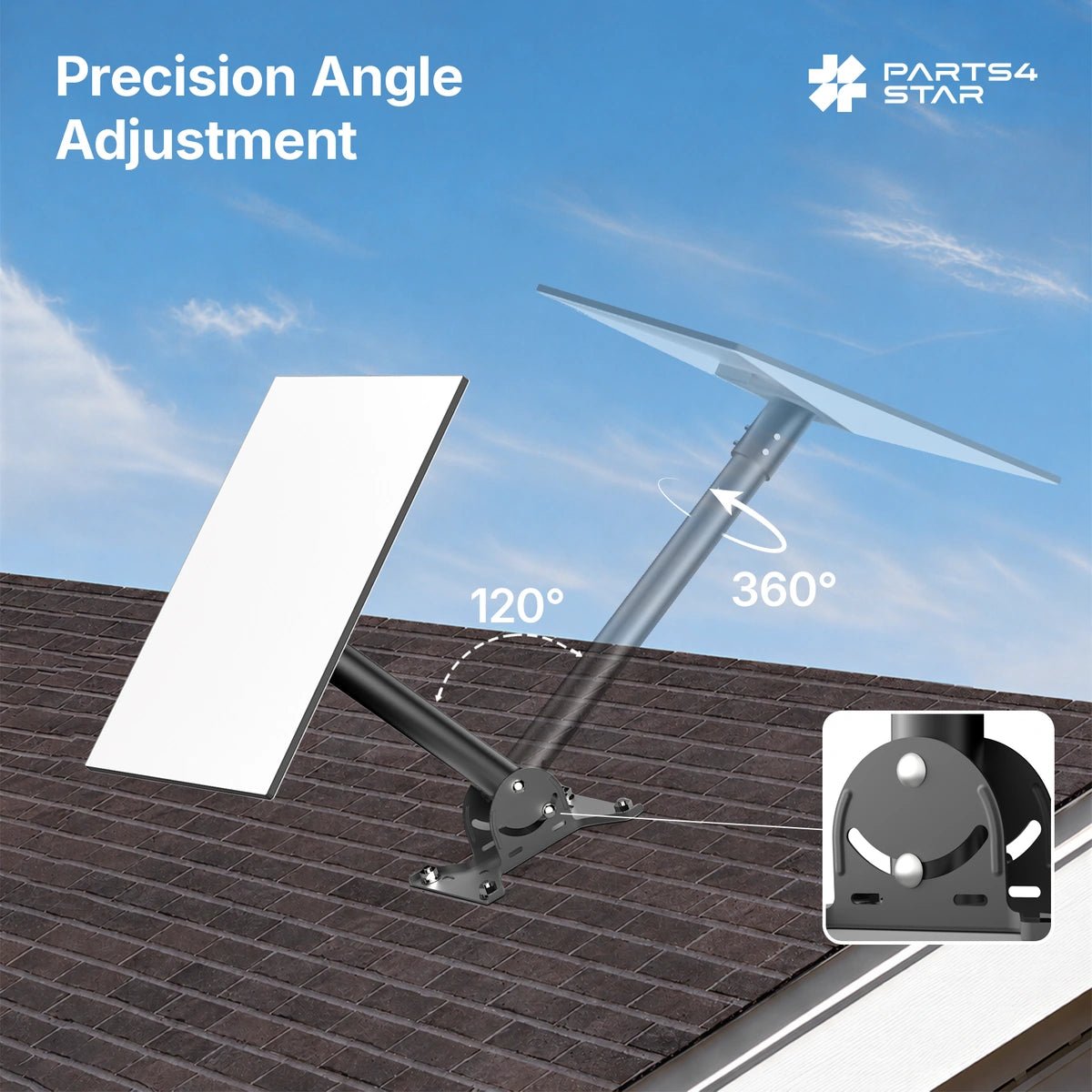 Starlink Gen 3 Adjustable Roof Pole Mount Kit for Standard 4 / 4X - Parts4Star