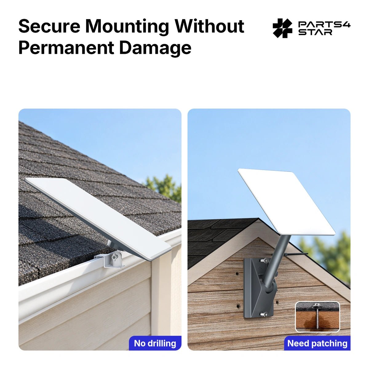 Starlink V5 Adjustable Gutter Mount with Screw Adapter – 360° Rotation, 180° Tilt, No-Drill Dual-Screw Clamp - Parts4Star