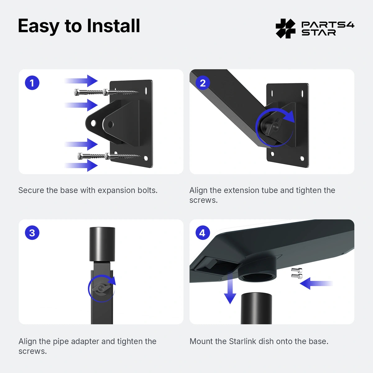 Starlink Supporto a parete regolabile V5 - Rotazione a 360° e inclinazione a 270°