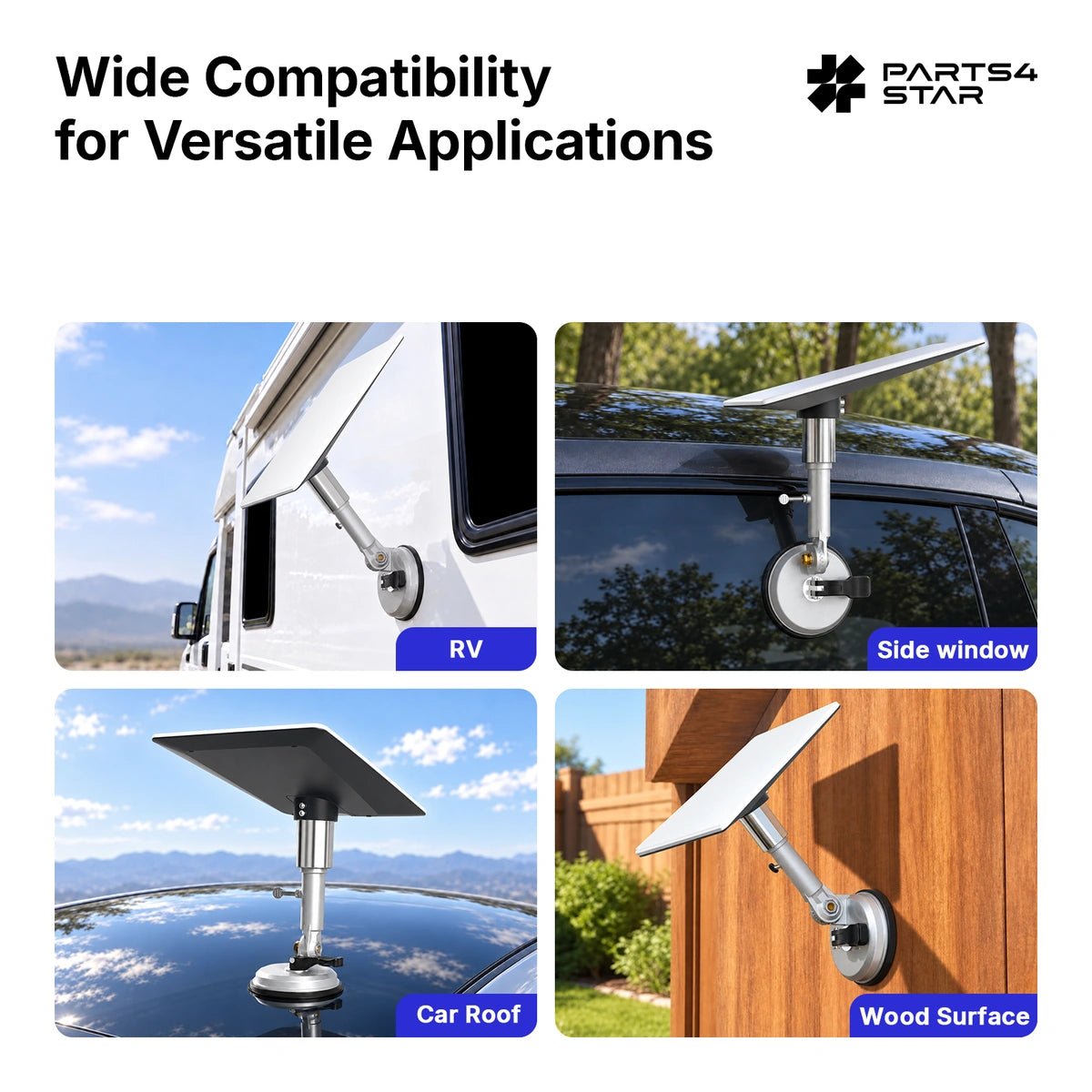Starlink V5 Metal Suction Cup Mount with Adjustable Angle, for RV, Car Windows & Sunroof – Windproof - Parts4Star