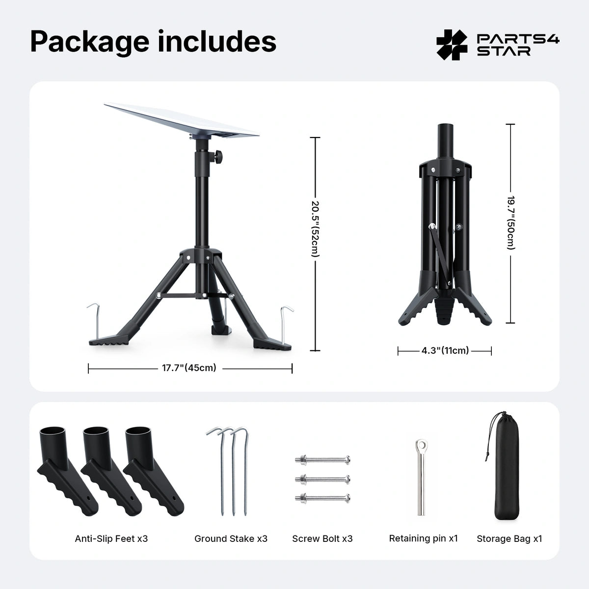 Starlink V5 Tripod Mount - Adjustable Stand With Ground Stakes