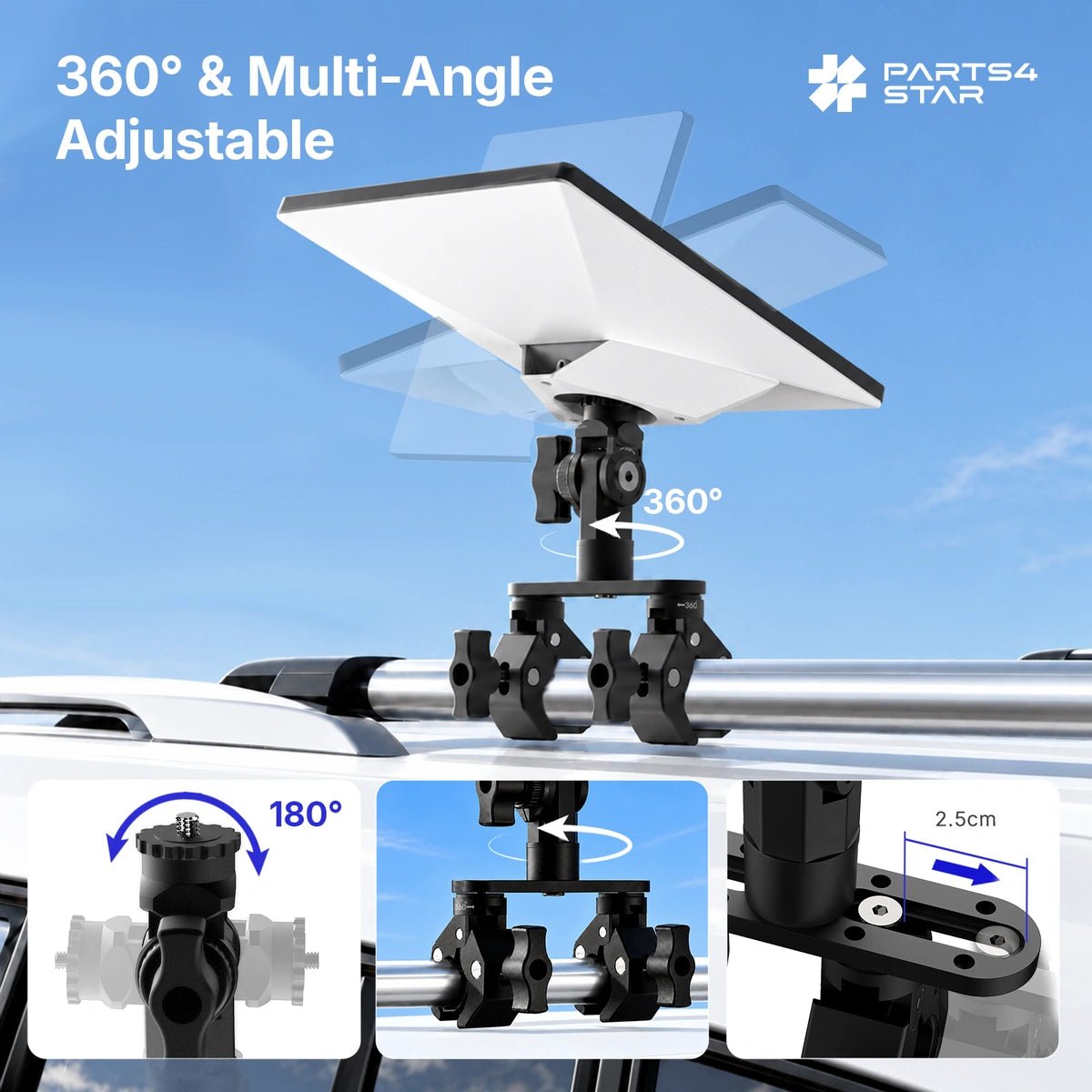 Starlink Mini Adjustable Dual-Clamp Mount Kit with 270° Rotation for RV Ladder & Tripod - Parts4Star