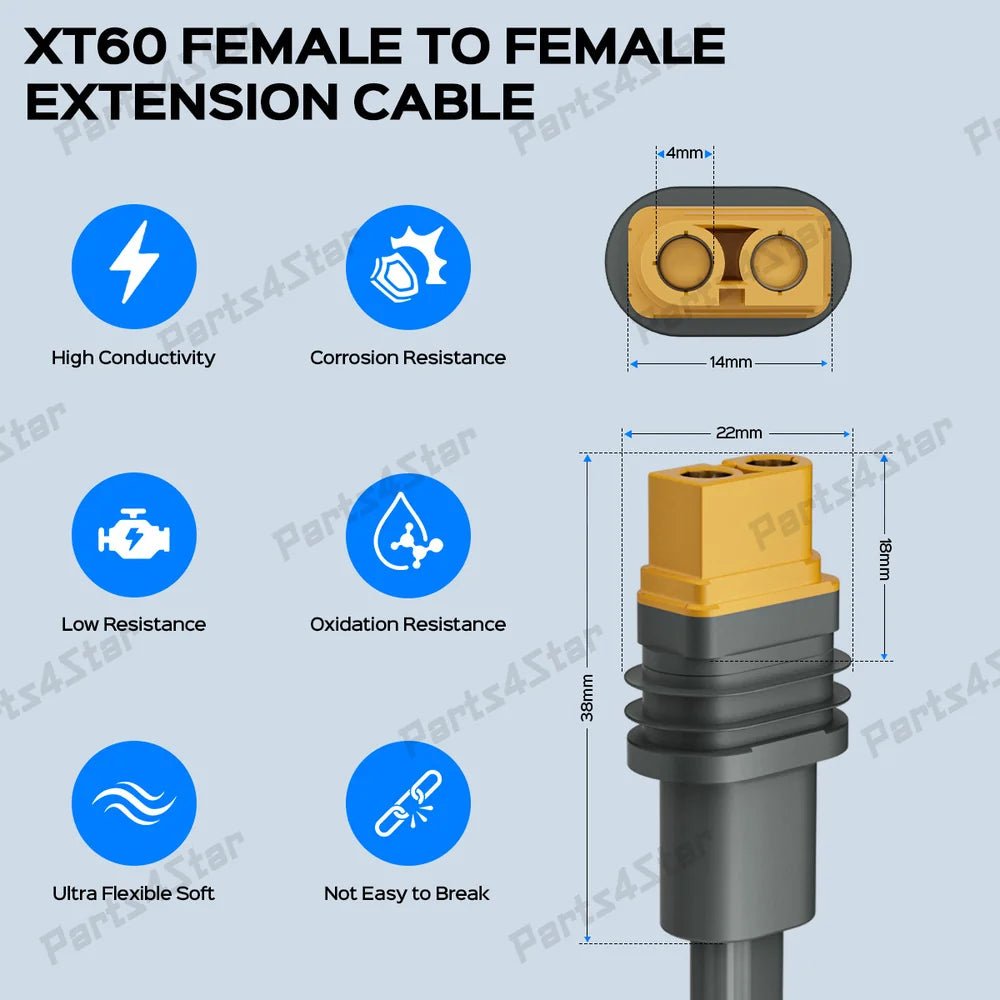 Starlink Gen 3 Performance XT60 12AWG Heavy - Duty Extension Cable - 10FT/3M - Parts4Star