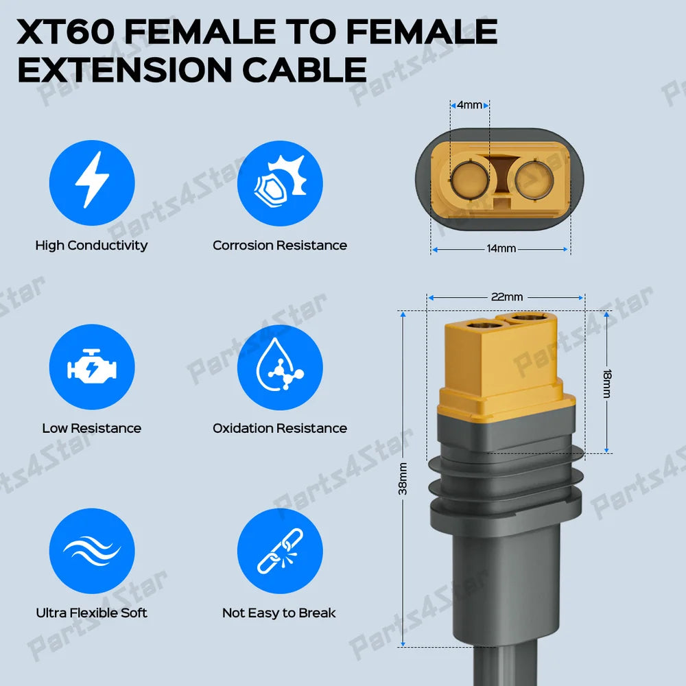 Starlink Gen 3 Performance XT60 12AWG Heavy-Duty Extension Cable - 10FT/3M