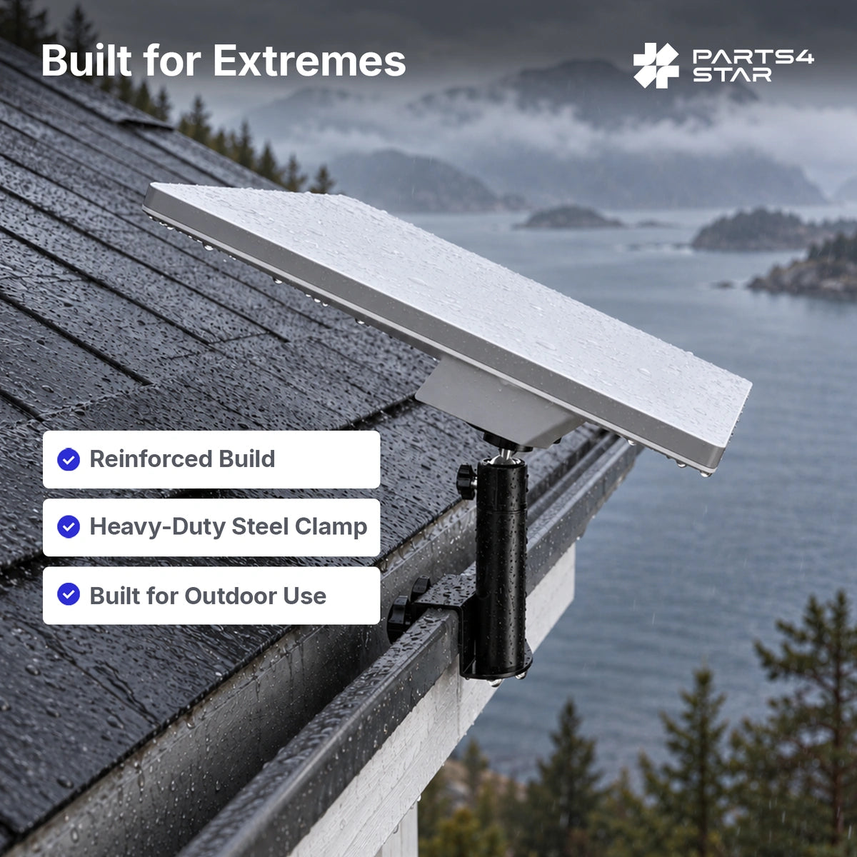 Starlink Mini Metal Gutter Mount with Screw Adapter – 360° Adjustable, No-Drill Dual-Screw Clamp
