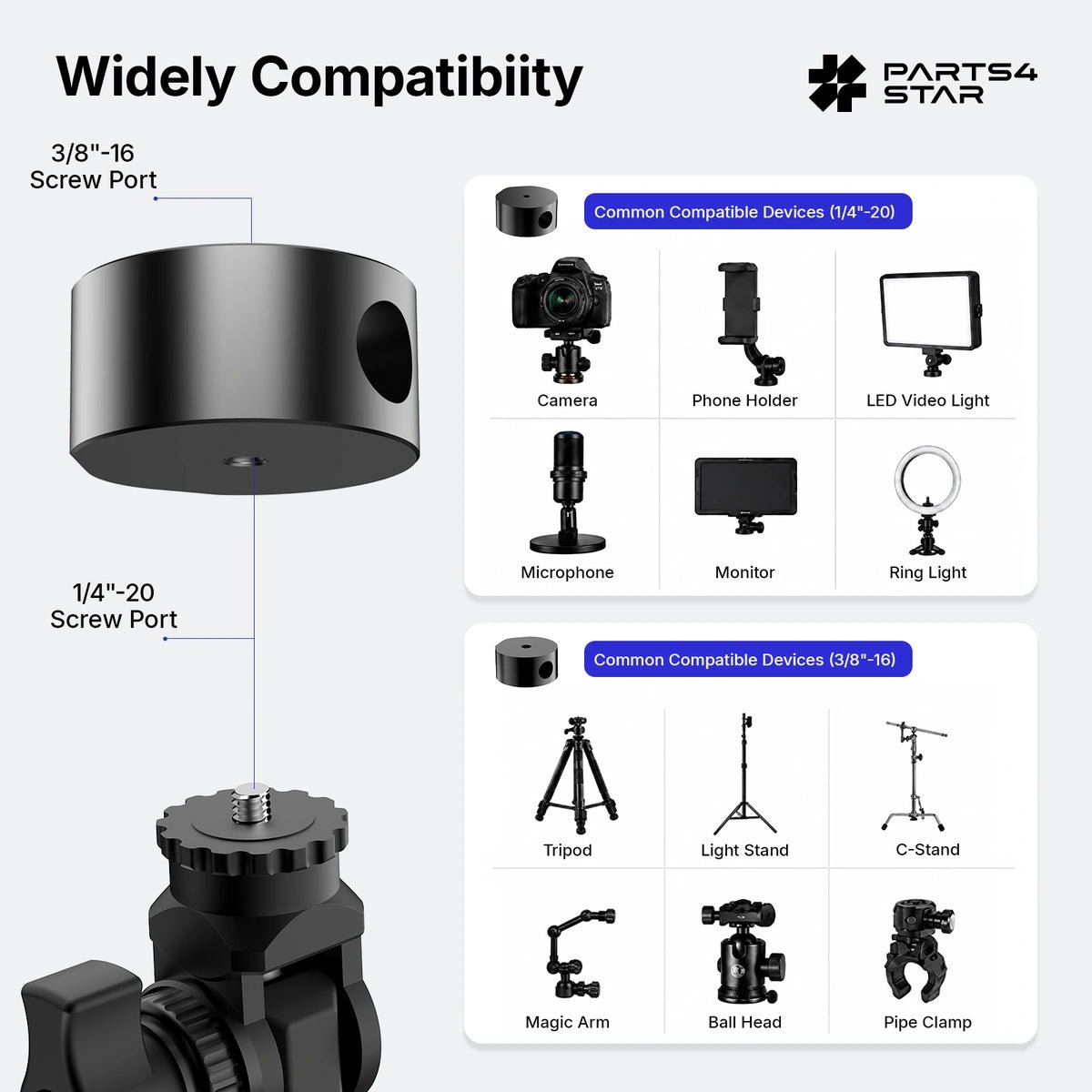 Starlink Mini Adjustable Dual-Clamp Mount Kit with 270° Rotation for RV Ladder & Tripod - Parts4Star