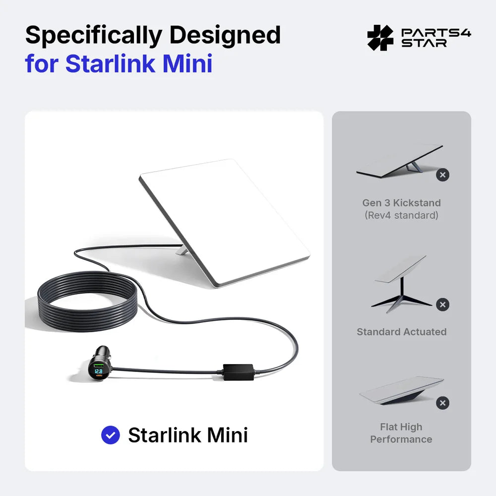 Starlink Mini 12V/24V to 30V Boost Car Cigarette Lighter Adapter with DC Cable, Starlink Mini Power Adapter, Starlink Mini Accessories