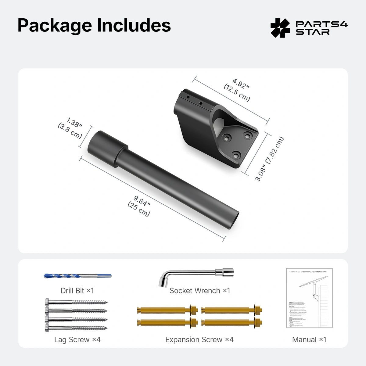 Starlink V5 Wall Mount Kit - 360° Rotatable - Parts4Star