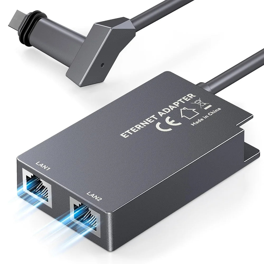 Dual-Port Ethernet Adapter for Starlink Gen 2 – Dual RJ45 Wired Connections