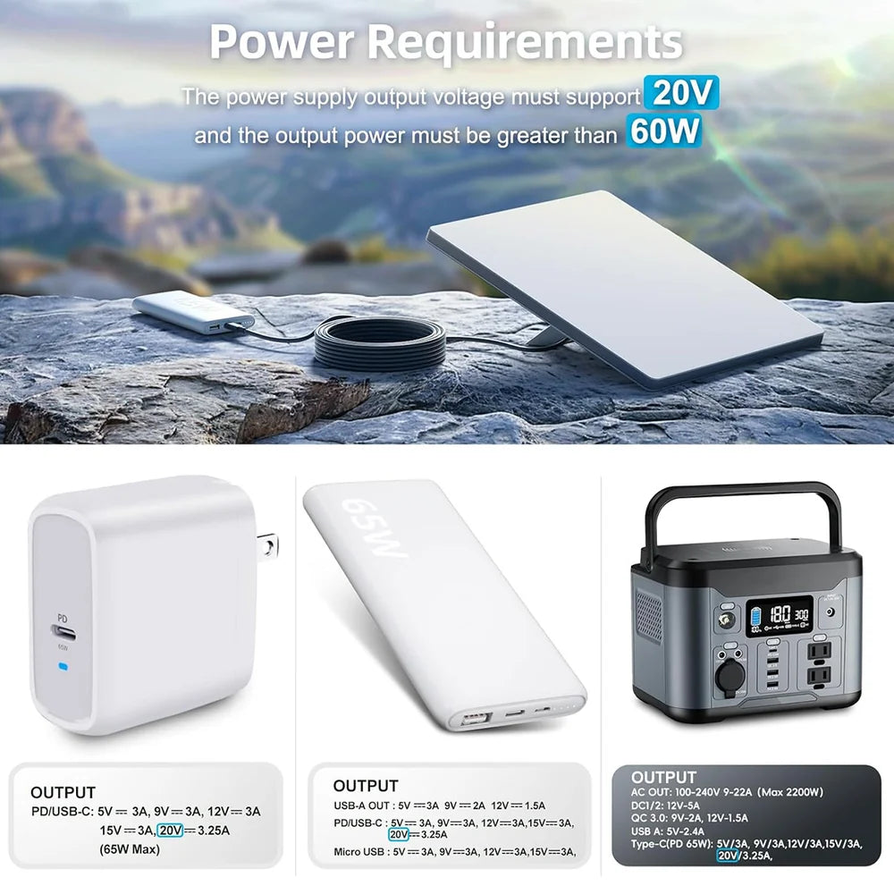 USB-C to DC Power Cable for Starlink Mini