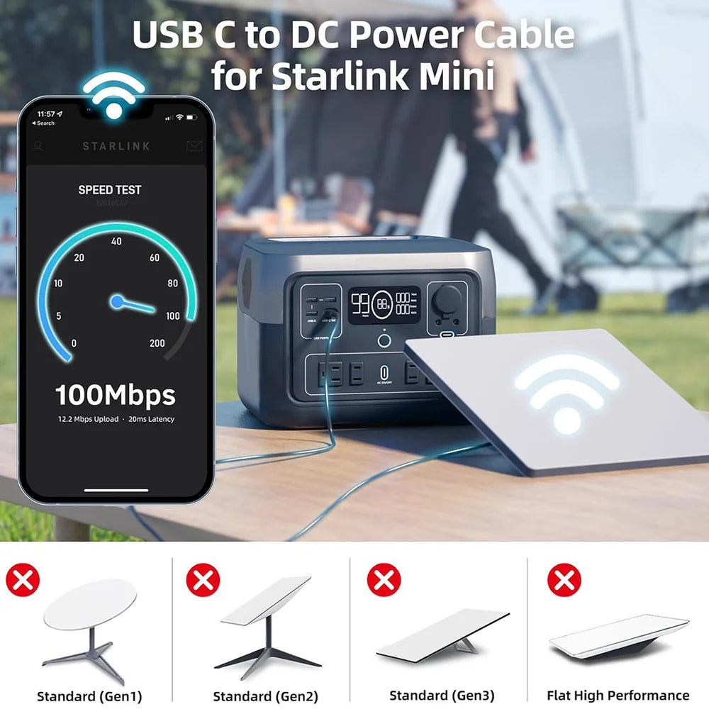 USB-C to DC Power Cable for Starlink Mini